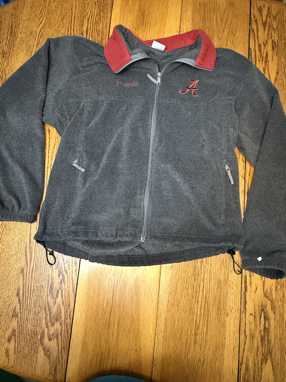 Alabama Crimson Tide Jacket Mens XL Gray Red Fleece NCAA Football Columbia BAMA